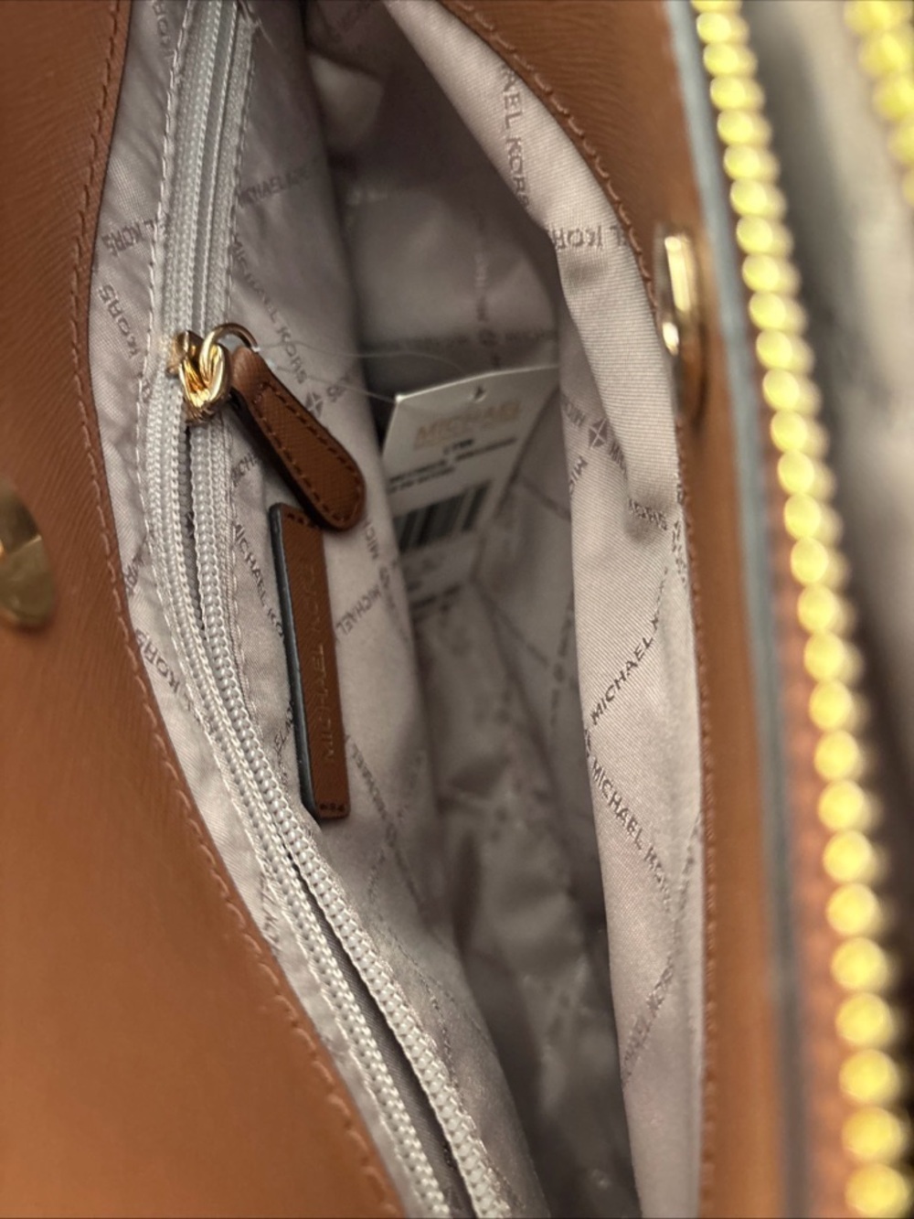 Michael Kors Brown Monogram Duffel with Tan Leather Trim - Picture 11 of 16